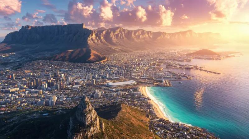 Table Mountain over Cape Town at dusk